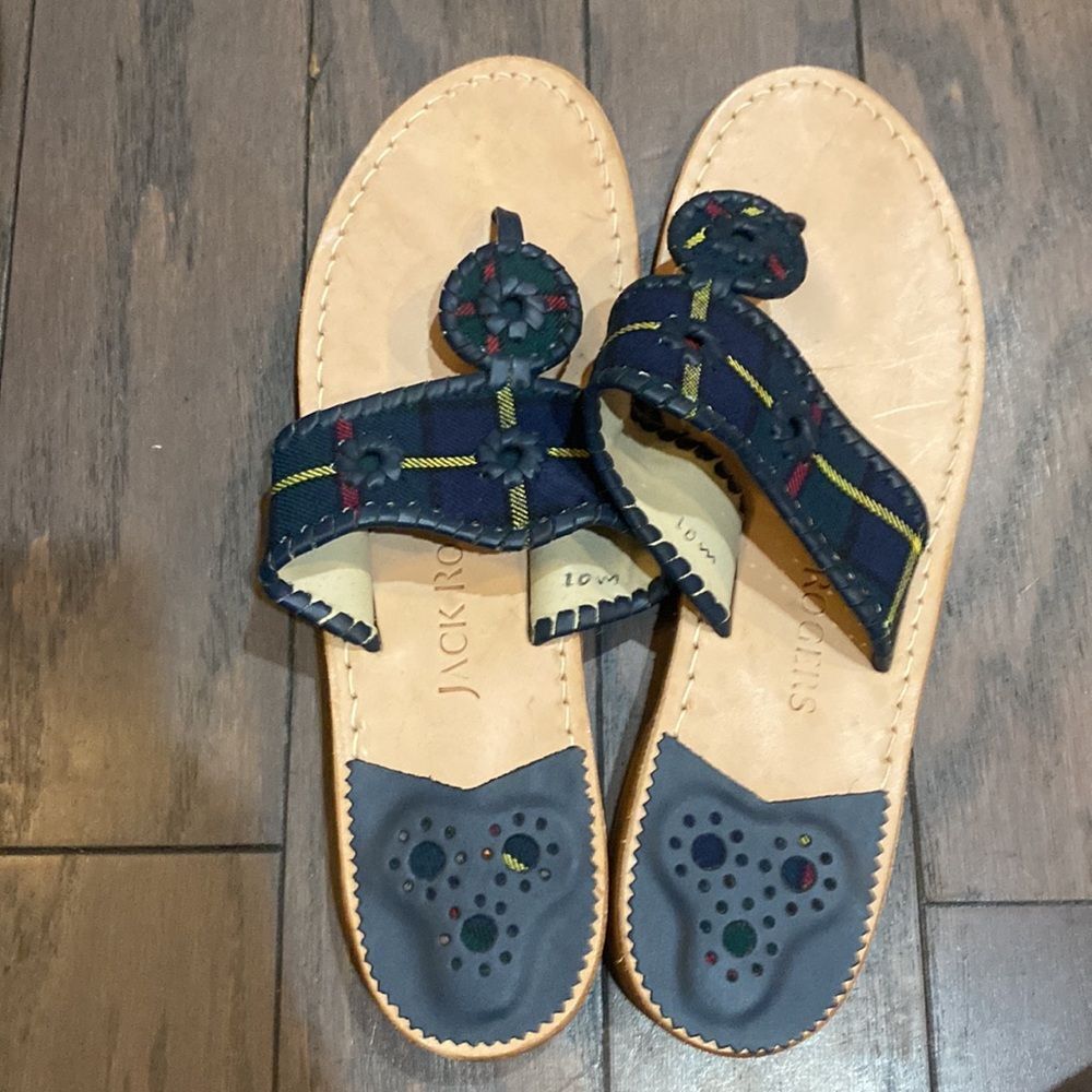 New Jack Rogers Plaid Tartan Slip On Sandals sz10 - Picture 2 of 4